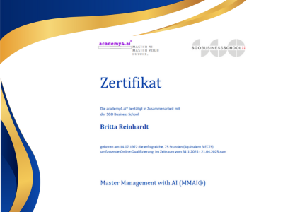 Zertifikat Ausbildung Master Management with AI